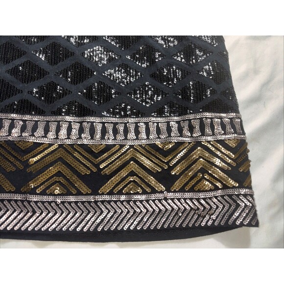 Express Womens Small Black Stretch Knit Aztec Sequin Embellished Mini Skirt BL - Picture 3 of 7